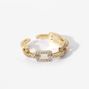 18K Plated CZ Pave Chain Ring Size 6